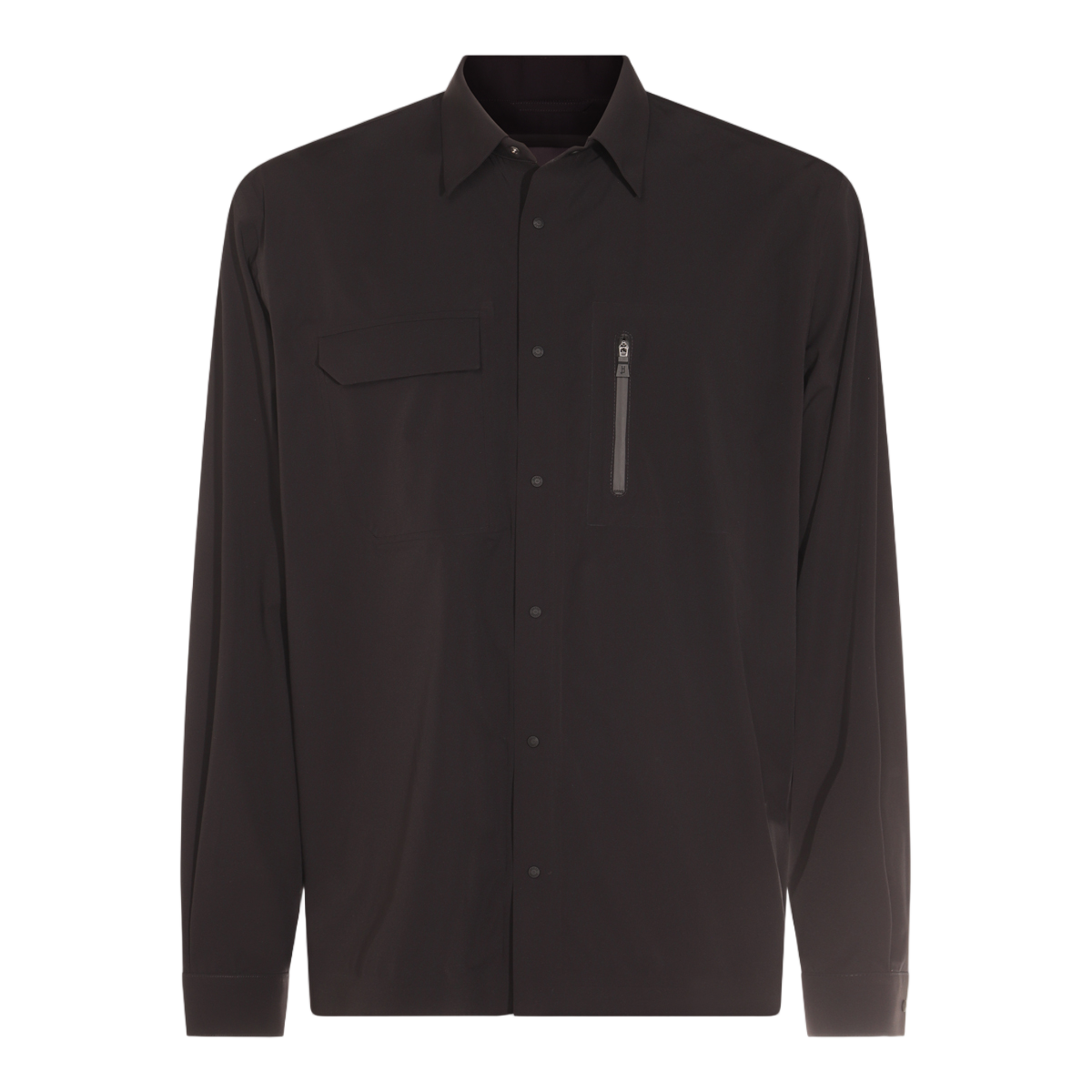 Herno Button-Up Jacket With Flap Pocket And Zippered Detail Zwart