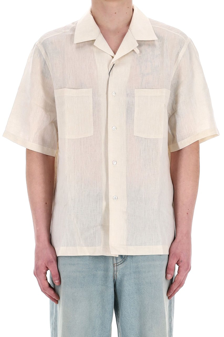 Herno Bowling Collar Linen Shirt Neutraal