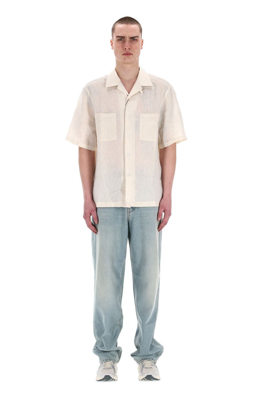 Herno Bowling Collar Linen Shirt Neutraal