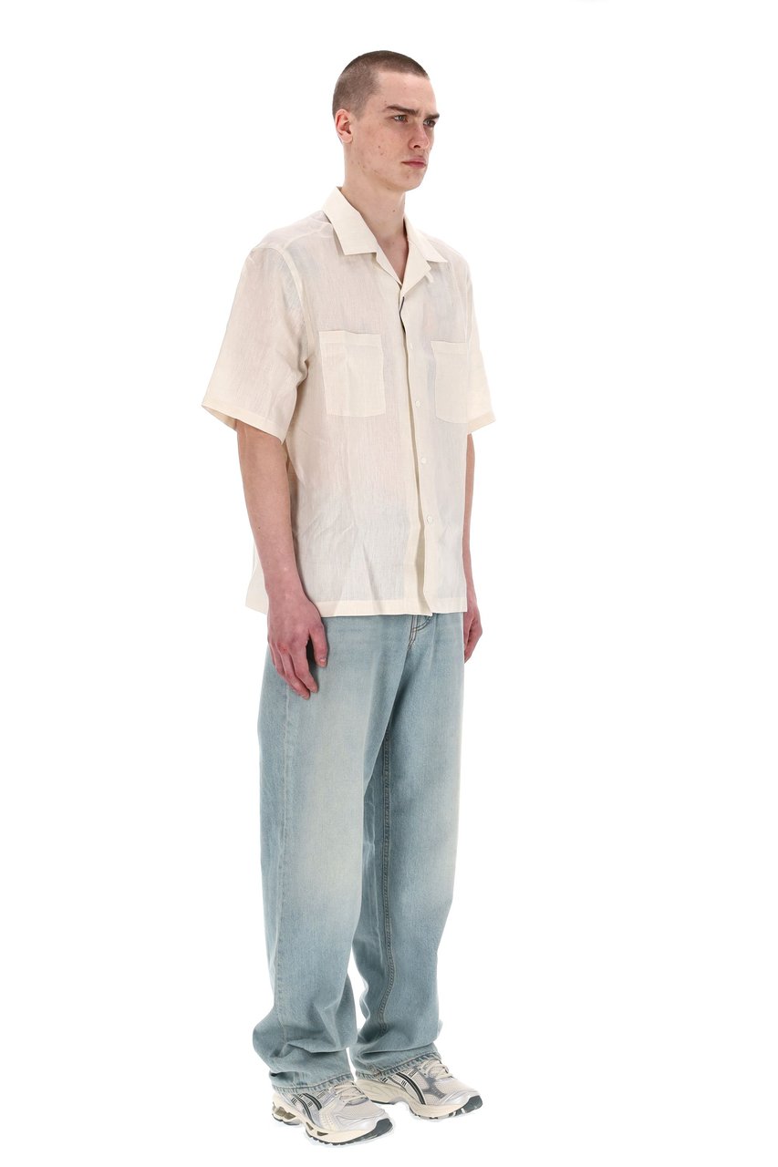 Herno Bowling Collar Linen Shirt Neutraal