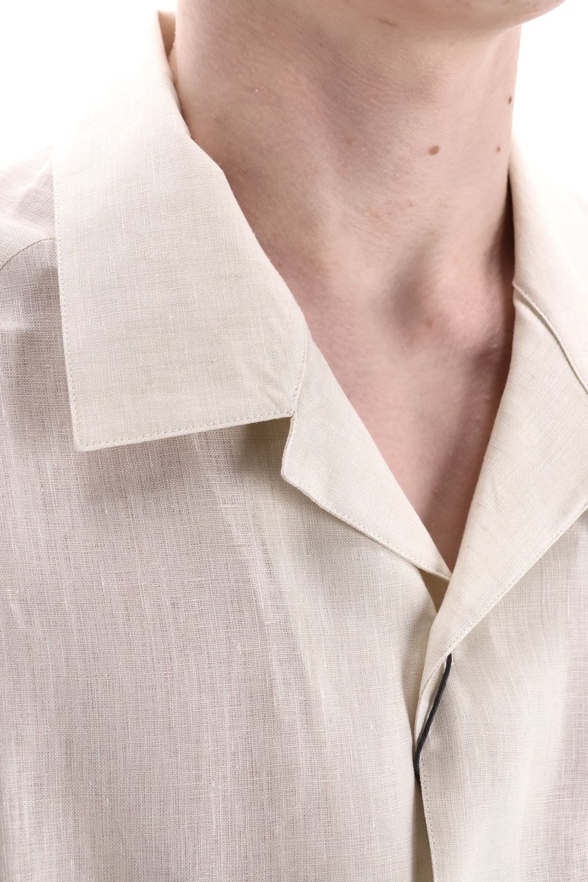 Herno Bowling Collar Linen Shirt Neutraal