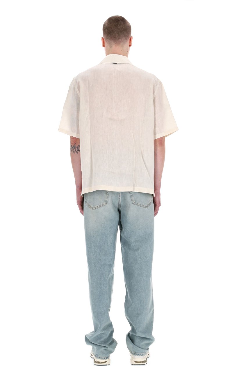 Herno Bowling Collar Linen Shirt Neutraal