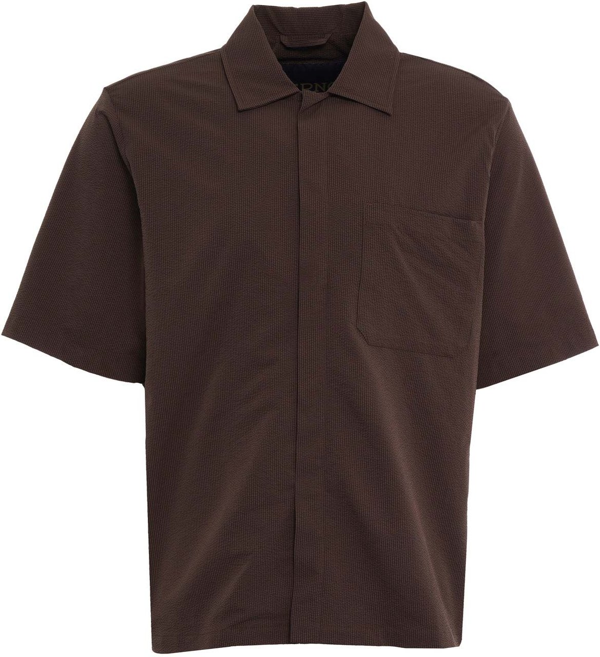Herno Seersucker short-sleeved shirt Bruin