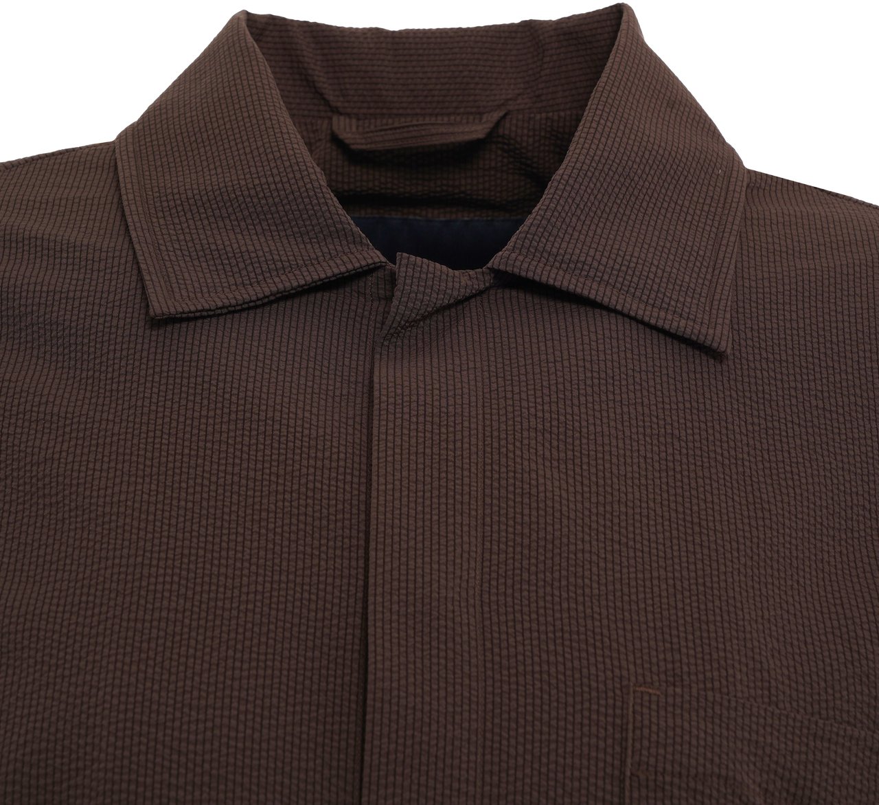 Herno Seersucker short-sleeved shirt Bruin