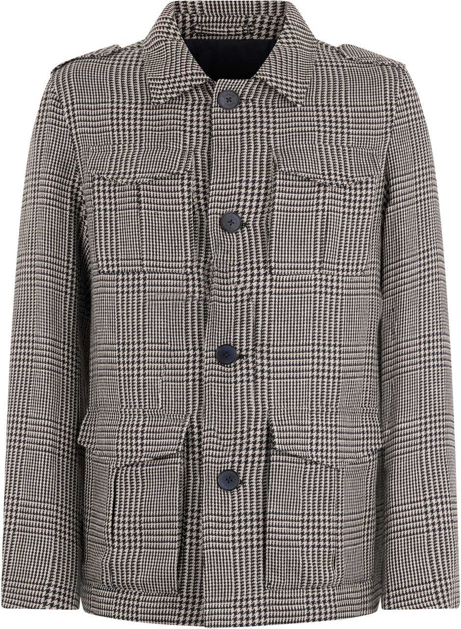 Herno Elegant checked jacket with classic collar Zwart