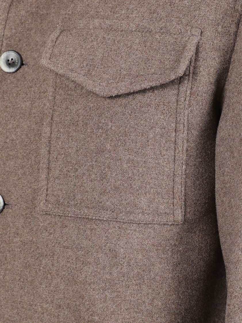 Herno Double-Layered Wool Jacket With Twill Effect Neutraal