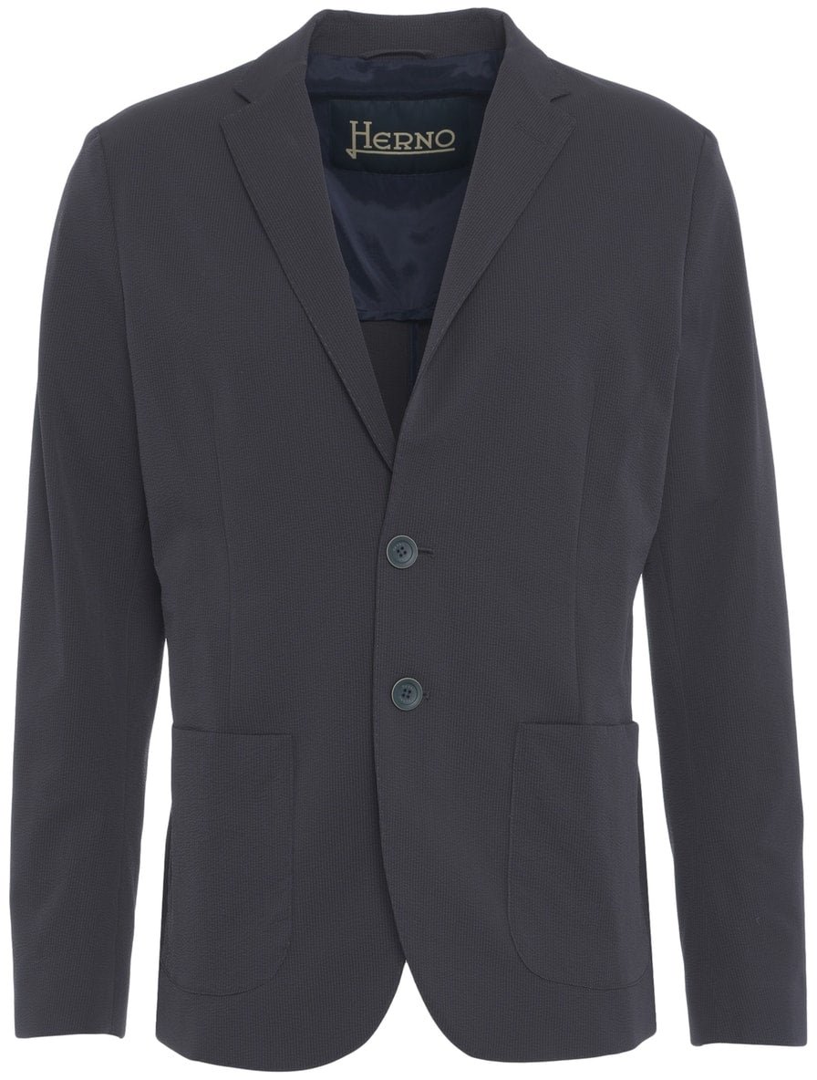 Herno Textured blazer Blauw