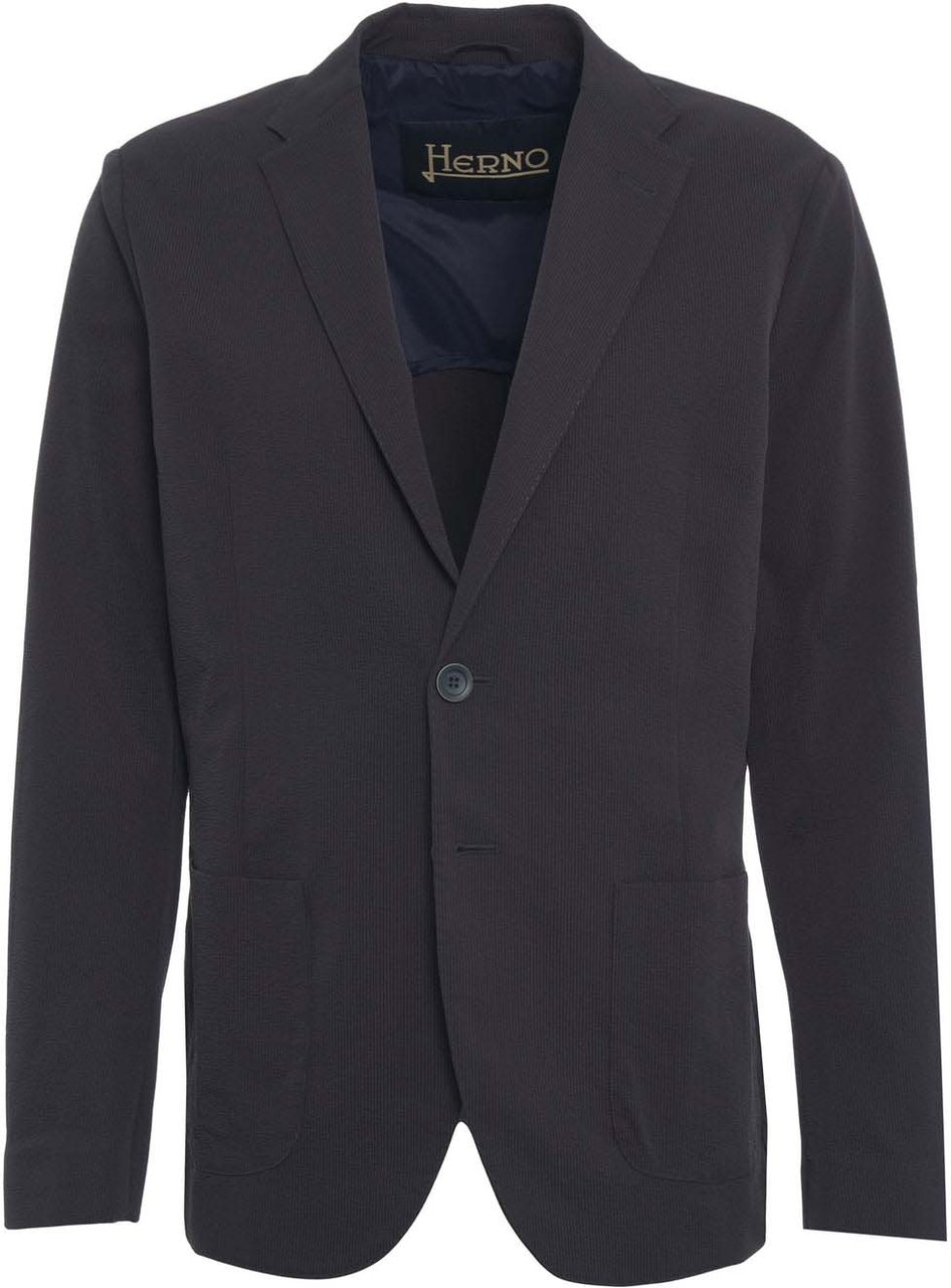 Herno Seersucker blazer Blauw