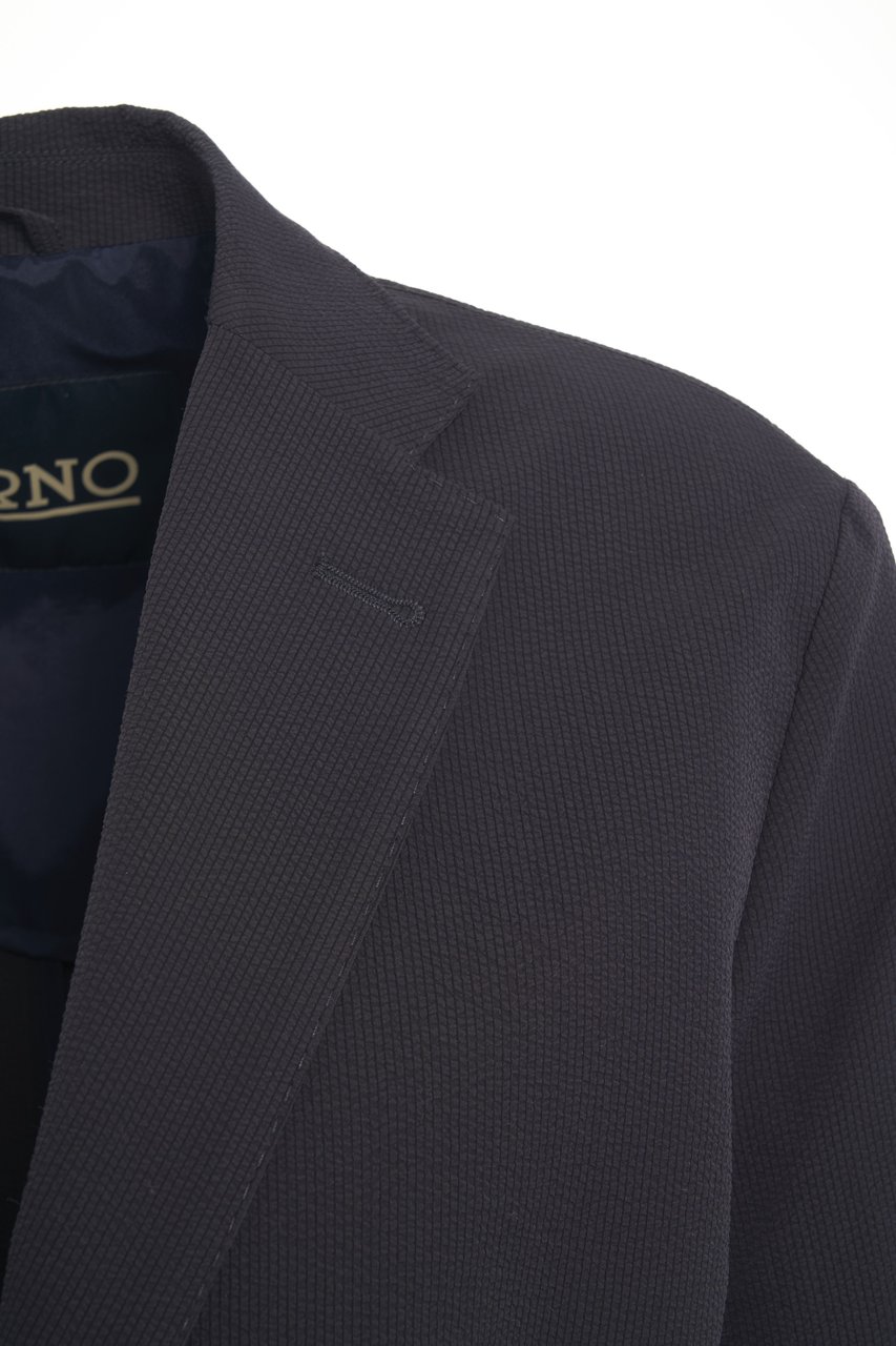 Herno Seersucker blazer Blauw