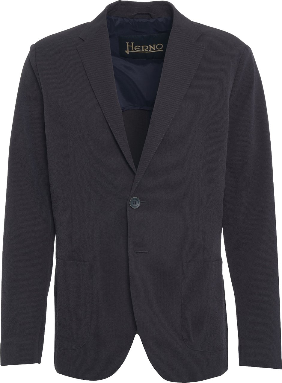 Herno Seersucker blazer Blauw