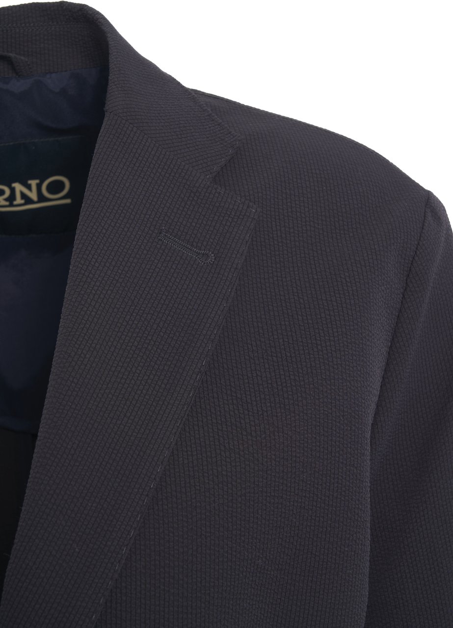 Herno Seersucker blazer Blauw