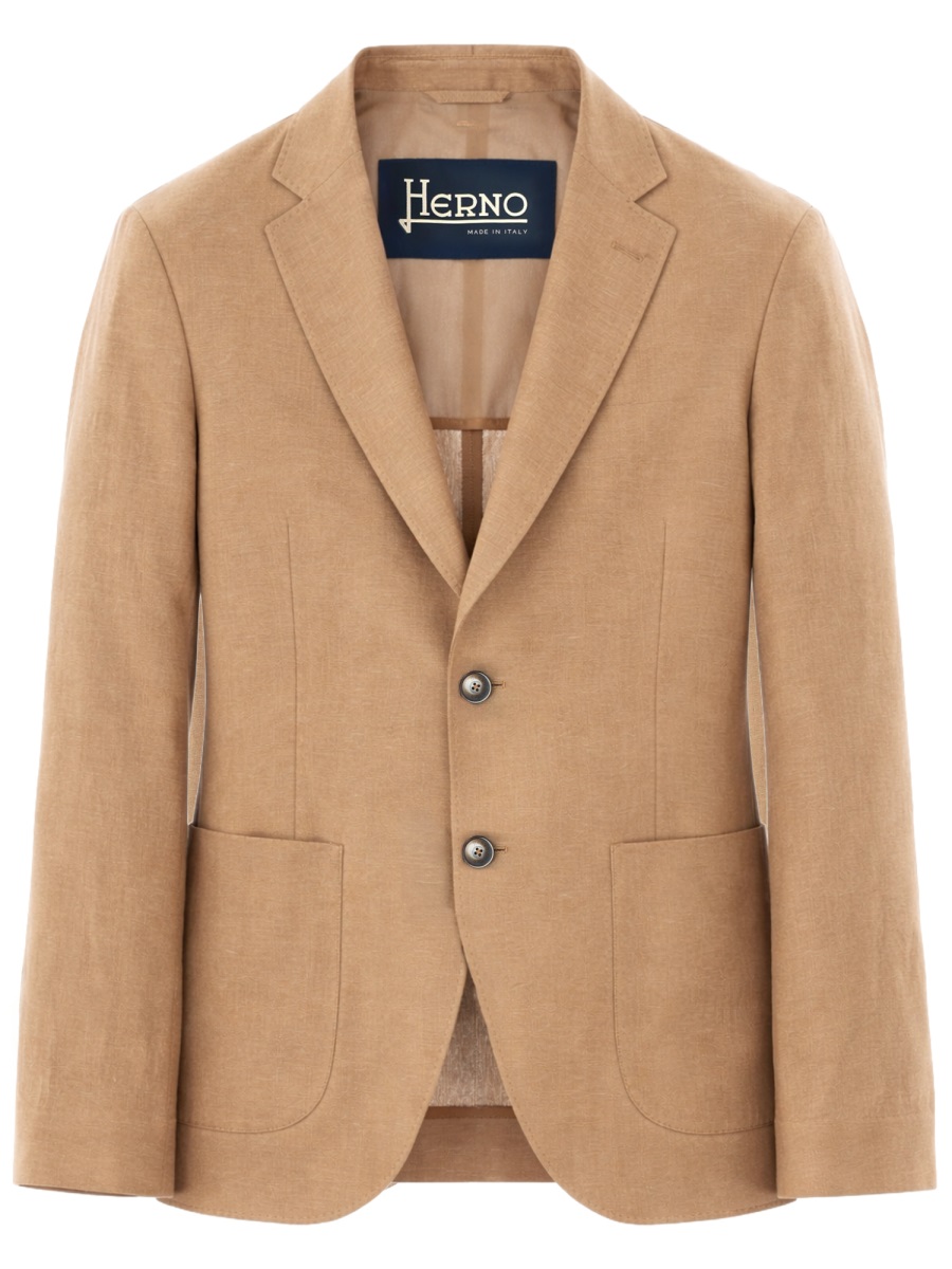 Herno Tailored Beige Notch Lapel Blazer Jacket Bruin