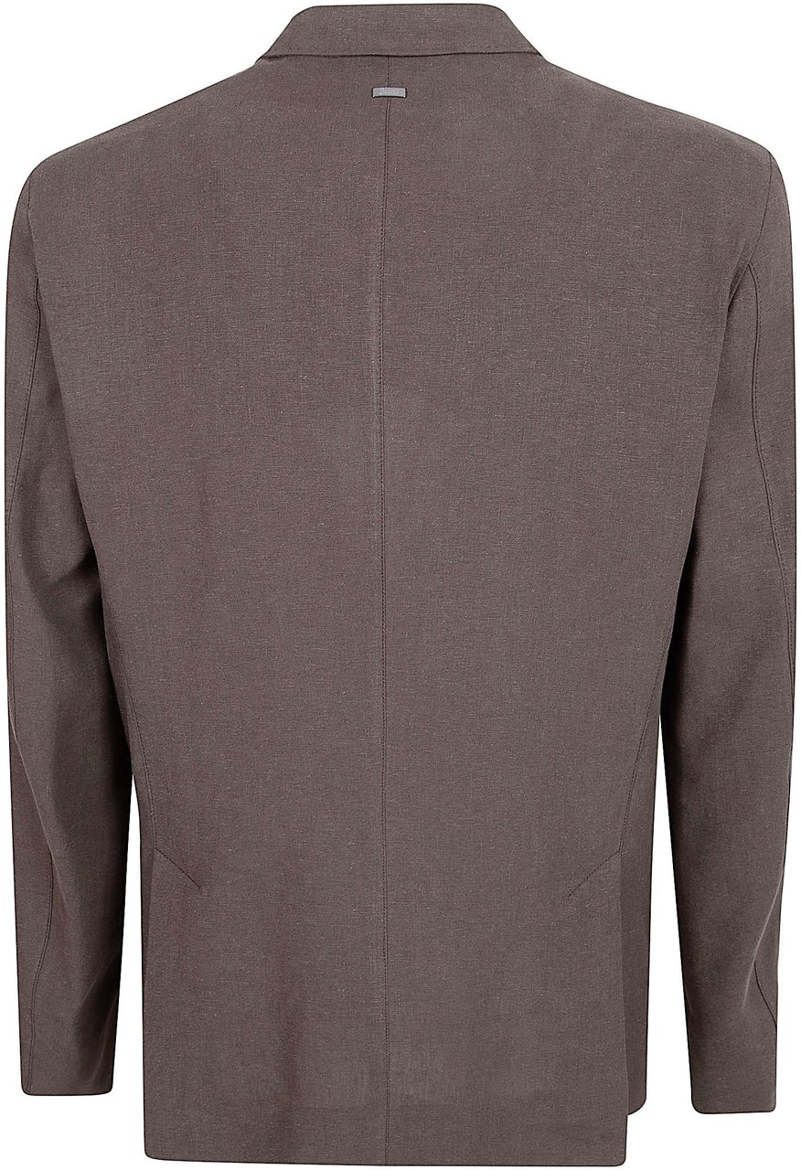 Herno Tailored Linen-Cotton Blend Jacket with Notch Lapel Grijs