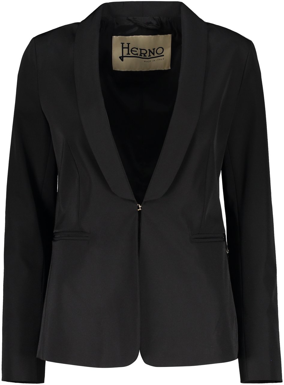 Herno Black elegant blazer, adaptable fit. Zwart