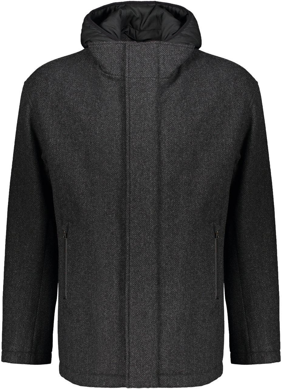 Herno Minimalist virgin wool jacket with high collar Grijs