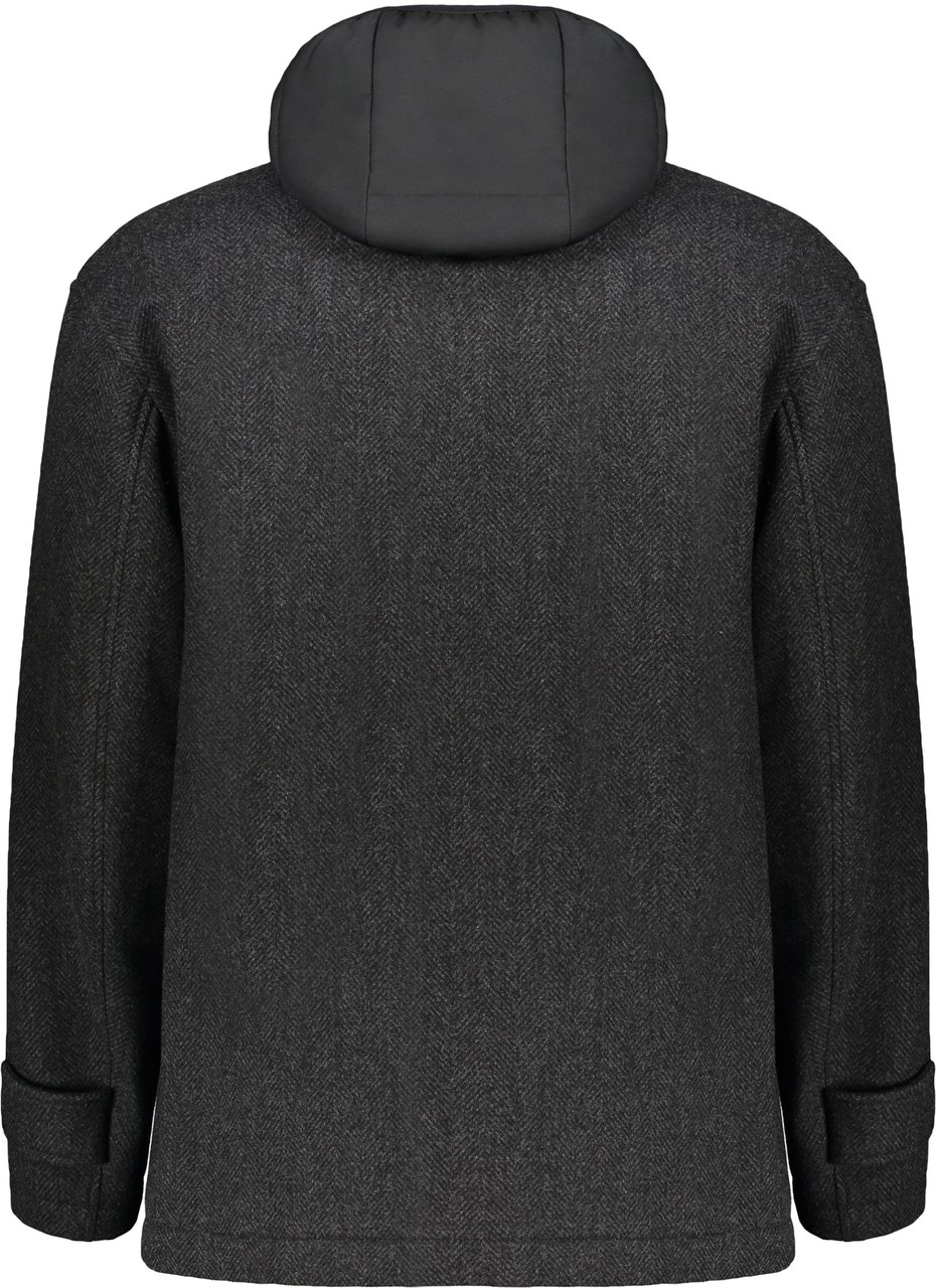 Herno Minimalist virgin wool jacket with high collar Grijs