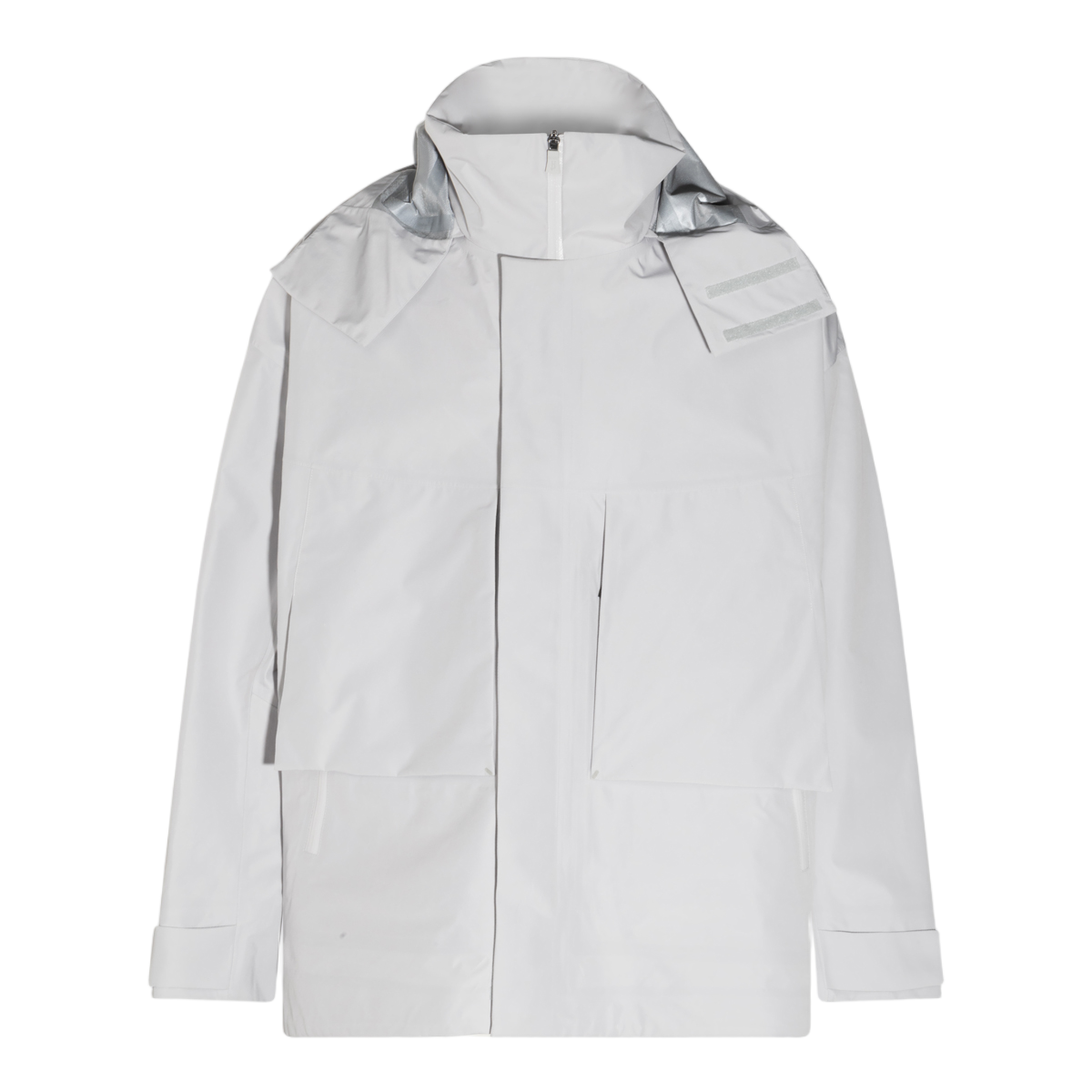 Herno Light-Colored Minimalist Jacket With High Collar And Zipper Closure Wit
