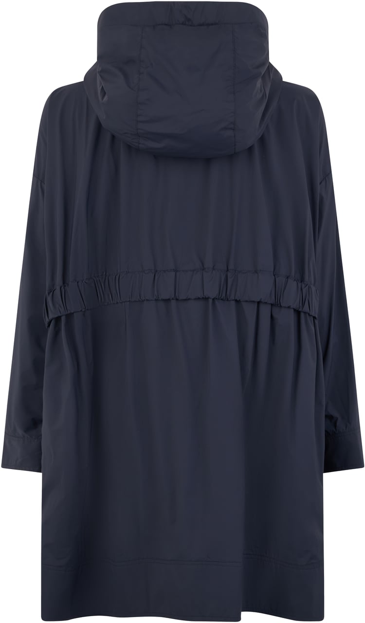 Herno Dark blue jacket with hood Blauw