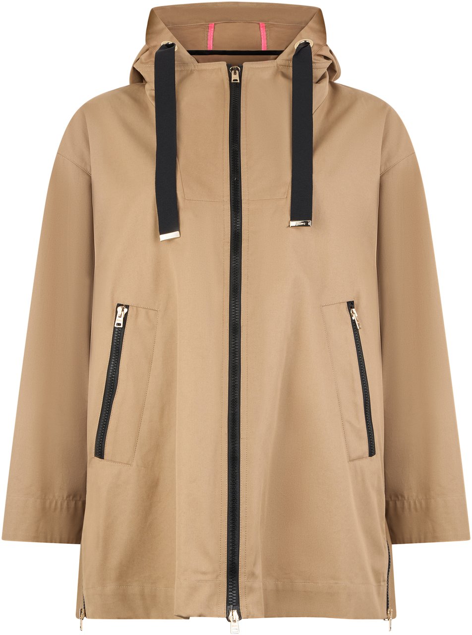 Herno Light beige jacket with hood and zipper Neutraal