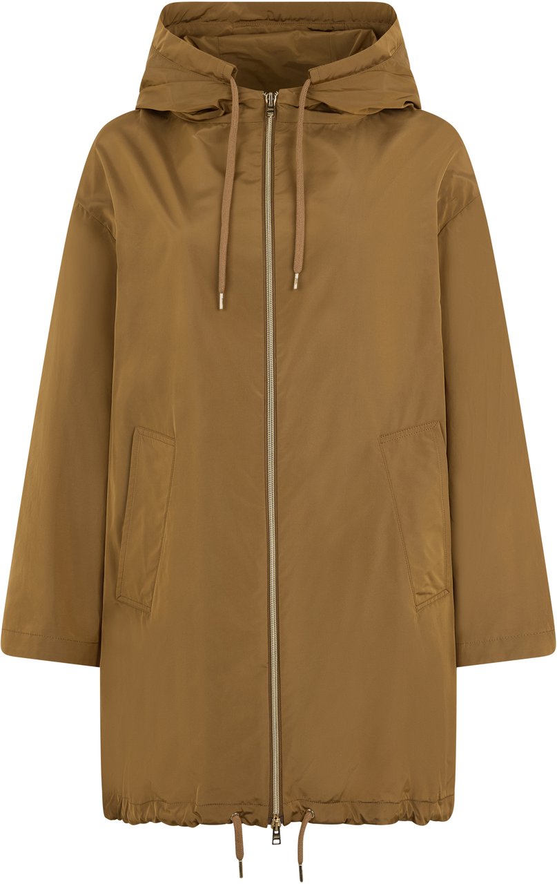 Herno Light brown jacket with belt and adjustable hood Neutraal