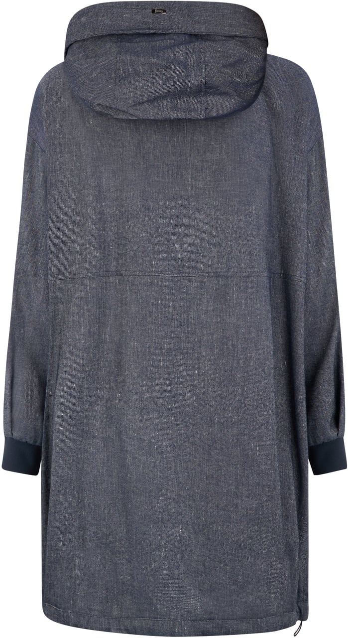 Herno Long blue jacket with a large hood Blauw