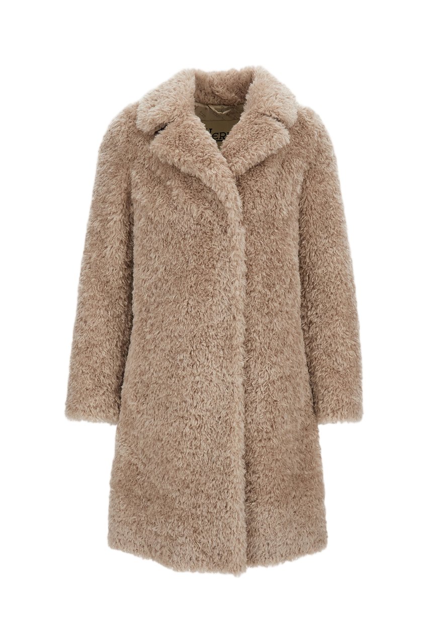 Herno Beige Faux Fur Lapels Coat Neutraal