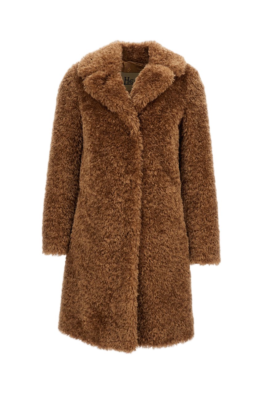 Herno Brown Faux Fur Lapels Coat Bruin