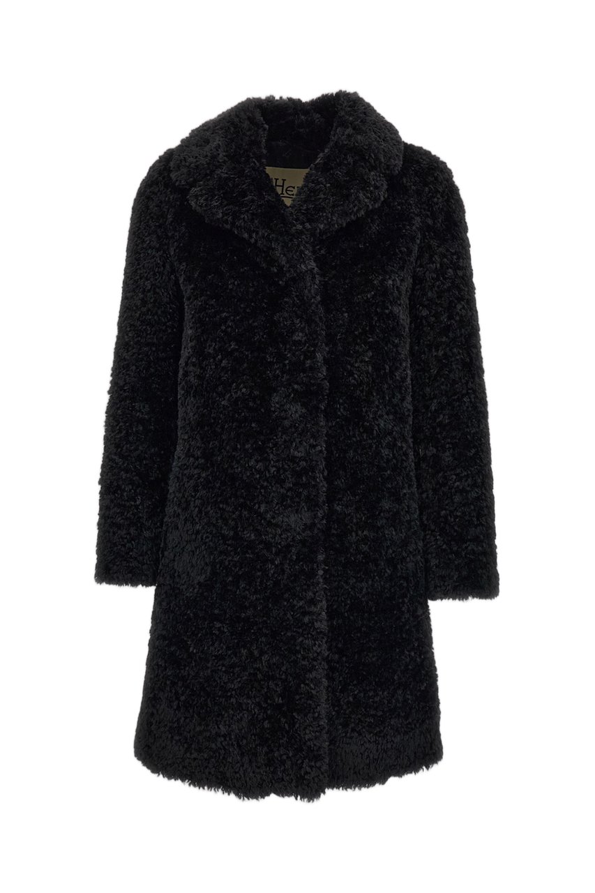 Herno Black Faux Fur Lapels Coat Zwart