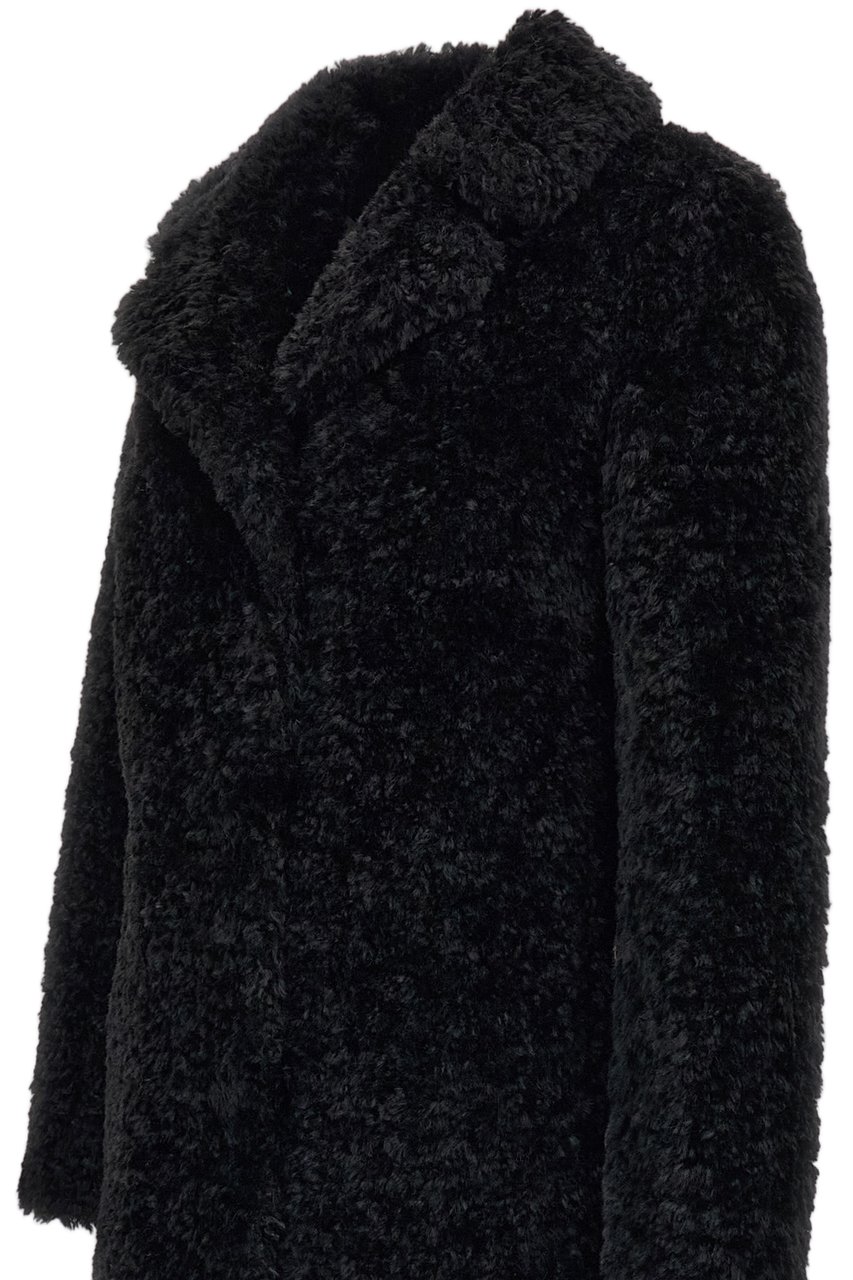 Herno Black Faux Fur Lapels Coat Zwart