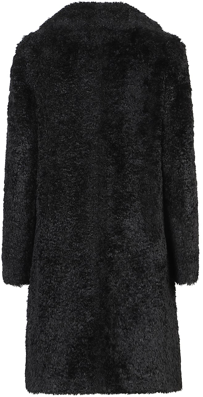 Herno Soft Faux Fur Long Coat Black Zwart