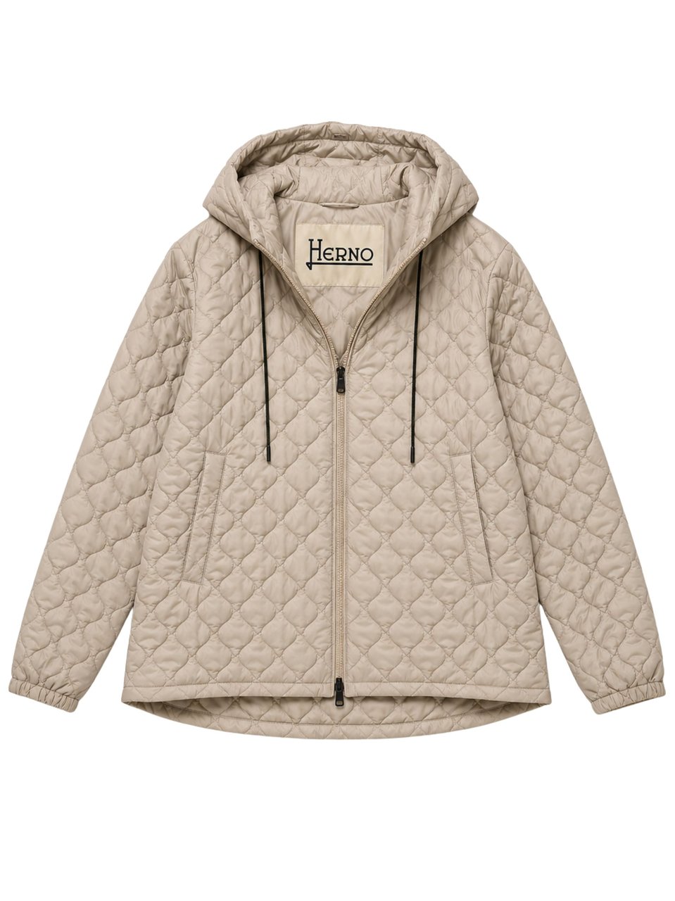 Herno Gold Diamond Quilting Hooded Down Jacket Neutraal