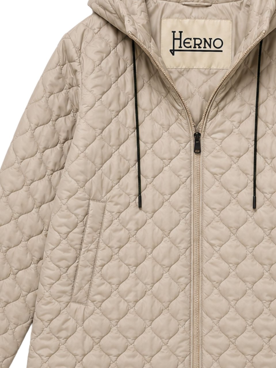 Herno Gold Diamond Quilting Hooded Down Jacket Neutraal
