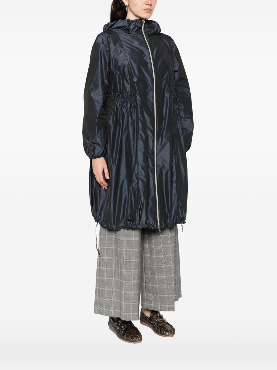 Herno Black Ruffled Details Hooded Parka Grijs