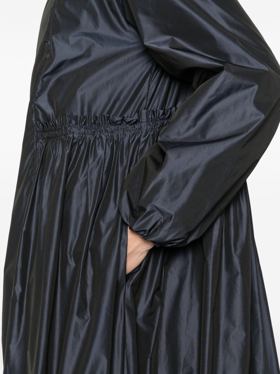 Herno Black Ruffled Details Hooded Parka Grijs