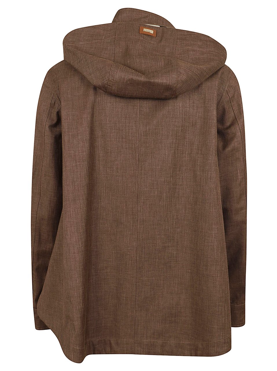 Herno Contemporary A-Line Jacket with Detachable Hood and Leather Straps Bruin
