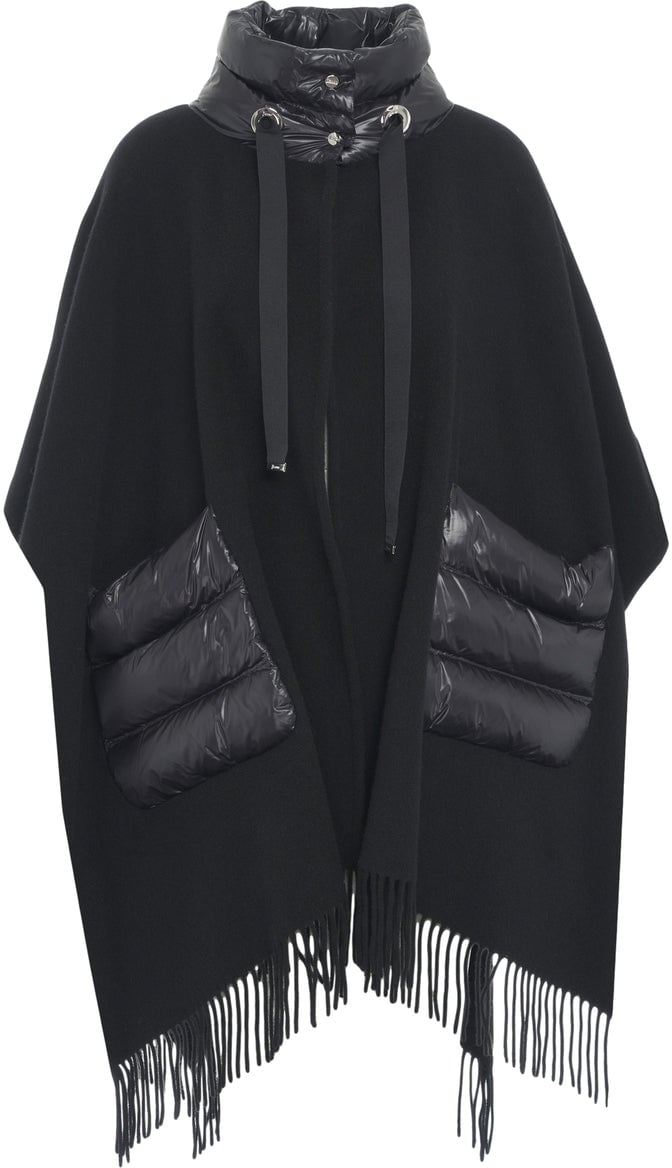 Herno Cape with nylon details Zwart