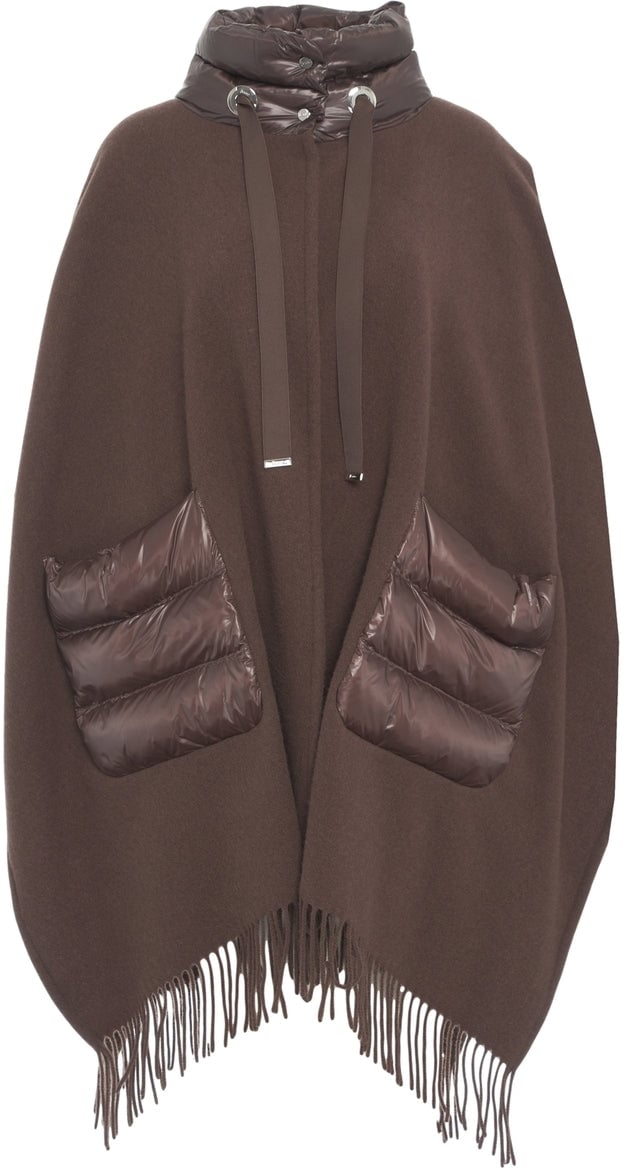 Herno Cape with nylon details Bruin