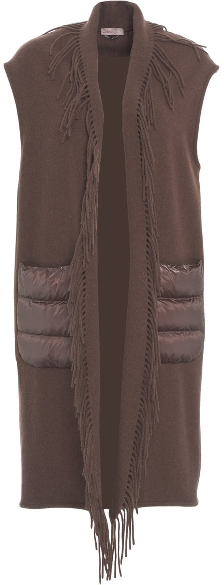 Herno Vest with fringe detail Bruin