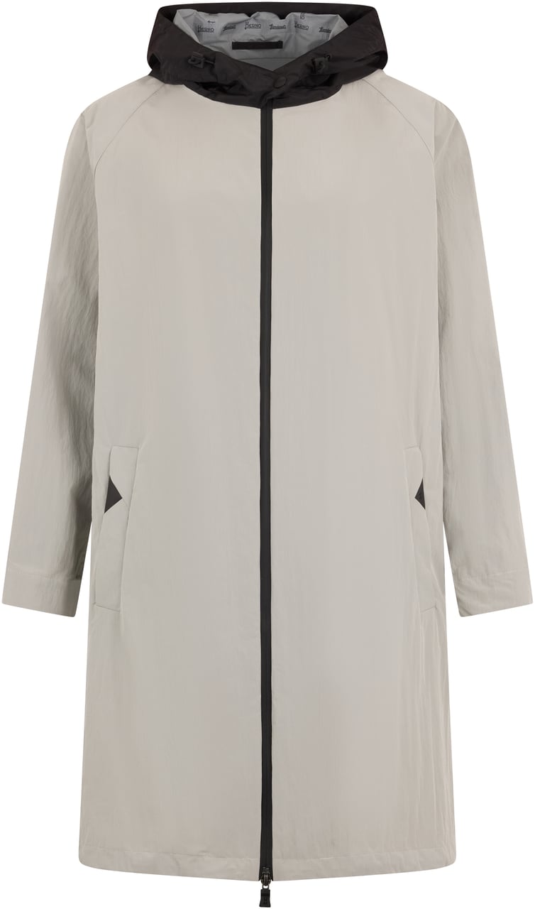 Herno Beige minimalist windbreaker with black details Neutraal