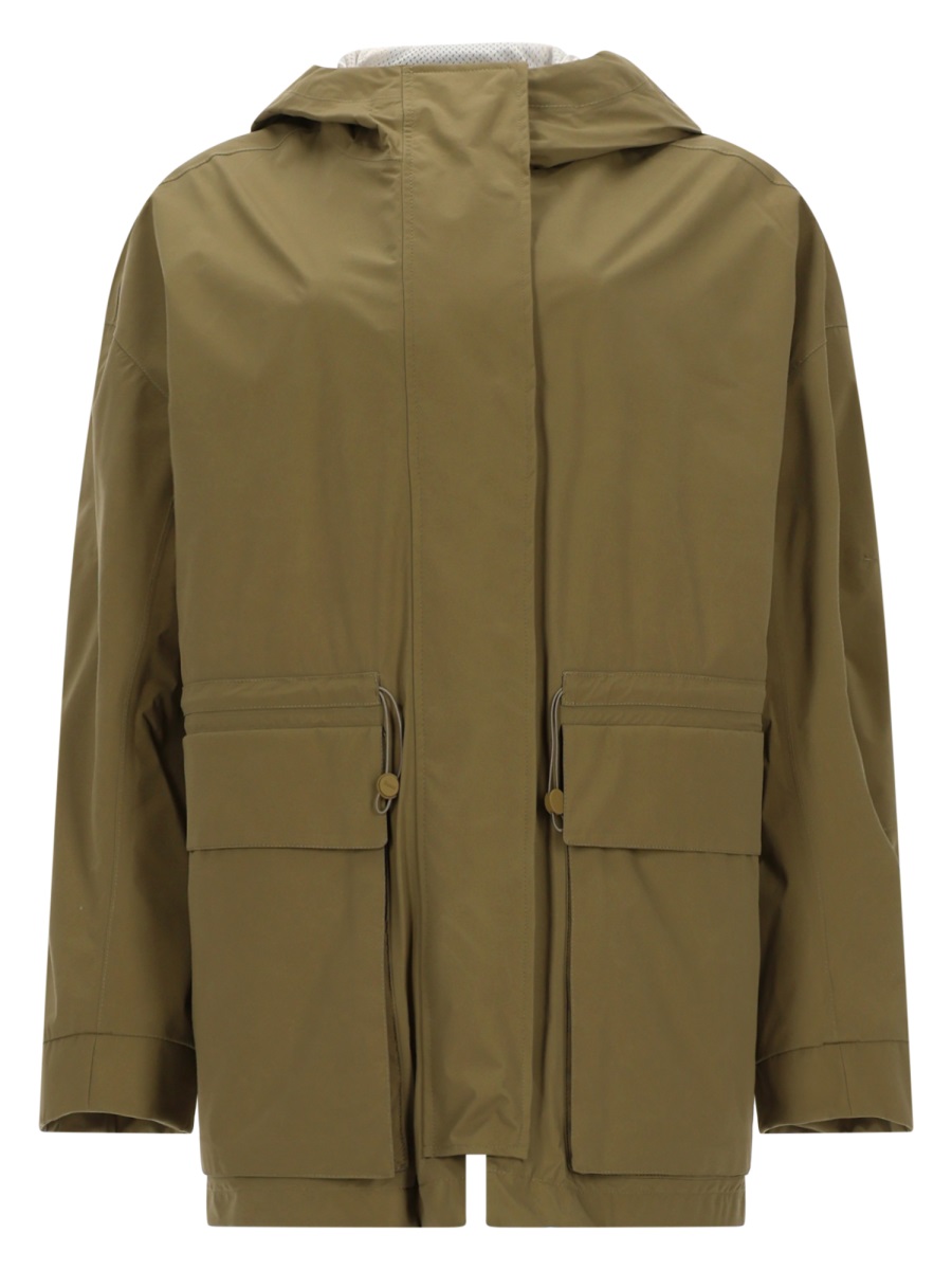 Herno Parka Corto Con Cappuccio Cinched Polyamide Groen