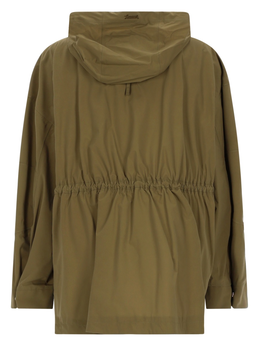 Herno Parka Corto Con Cappuccio Cinched Polyamide Groen