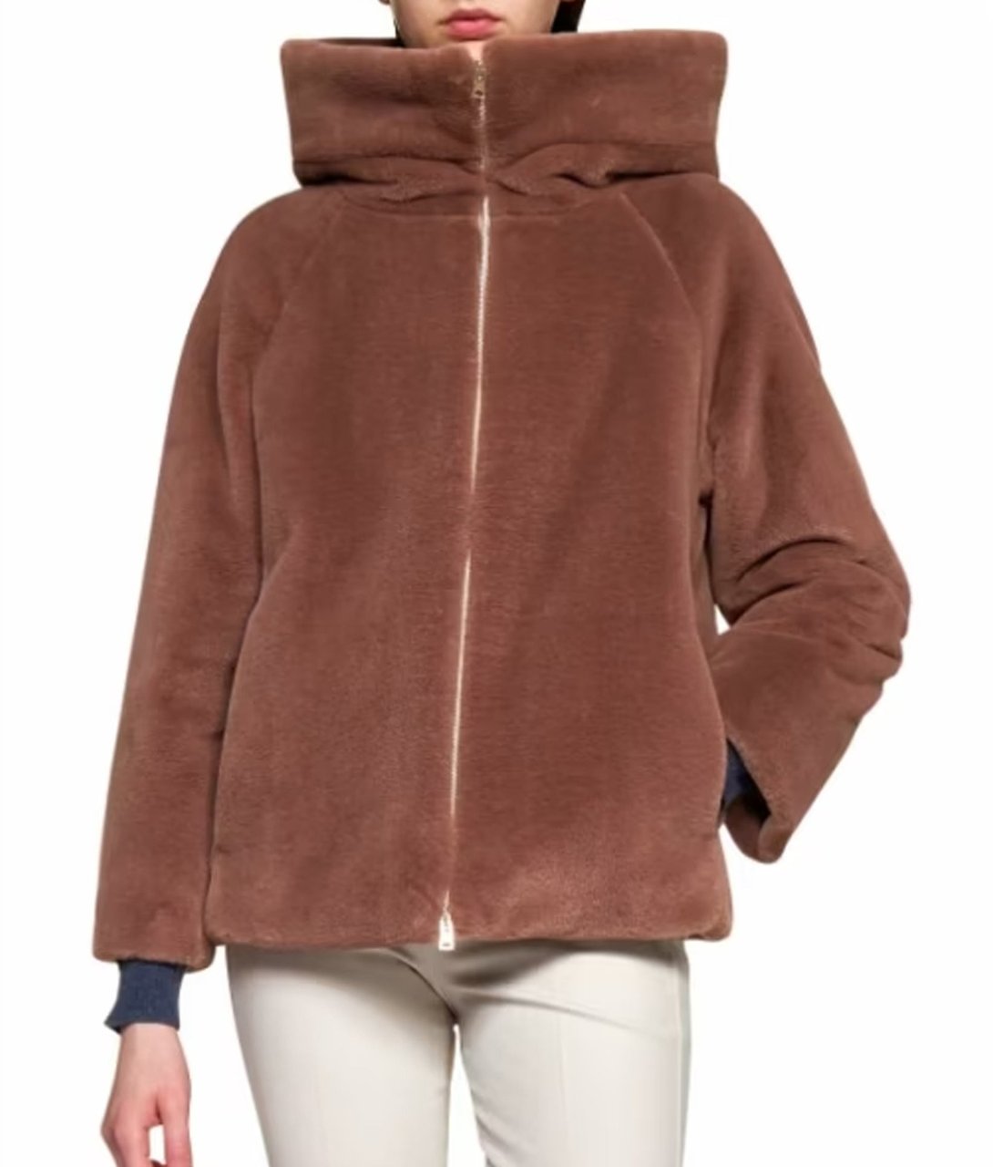 Herno HERNO Faux Fur Hooded Jacket Bruin