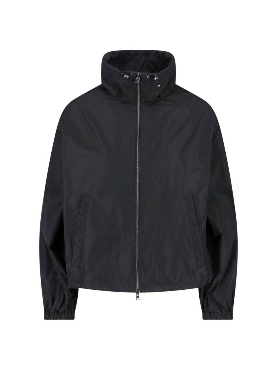 Herno Slightly Cropped Black Jacket with High Collar Zwart