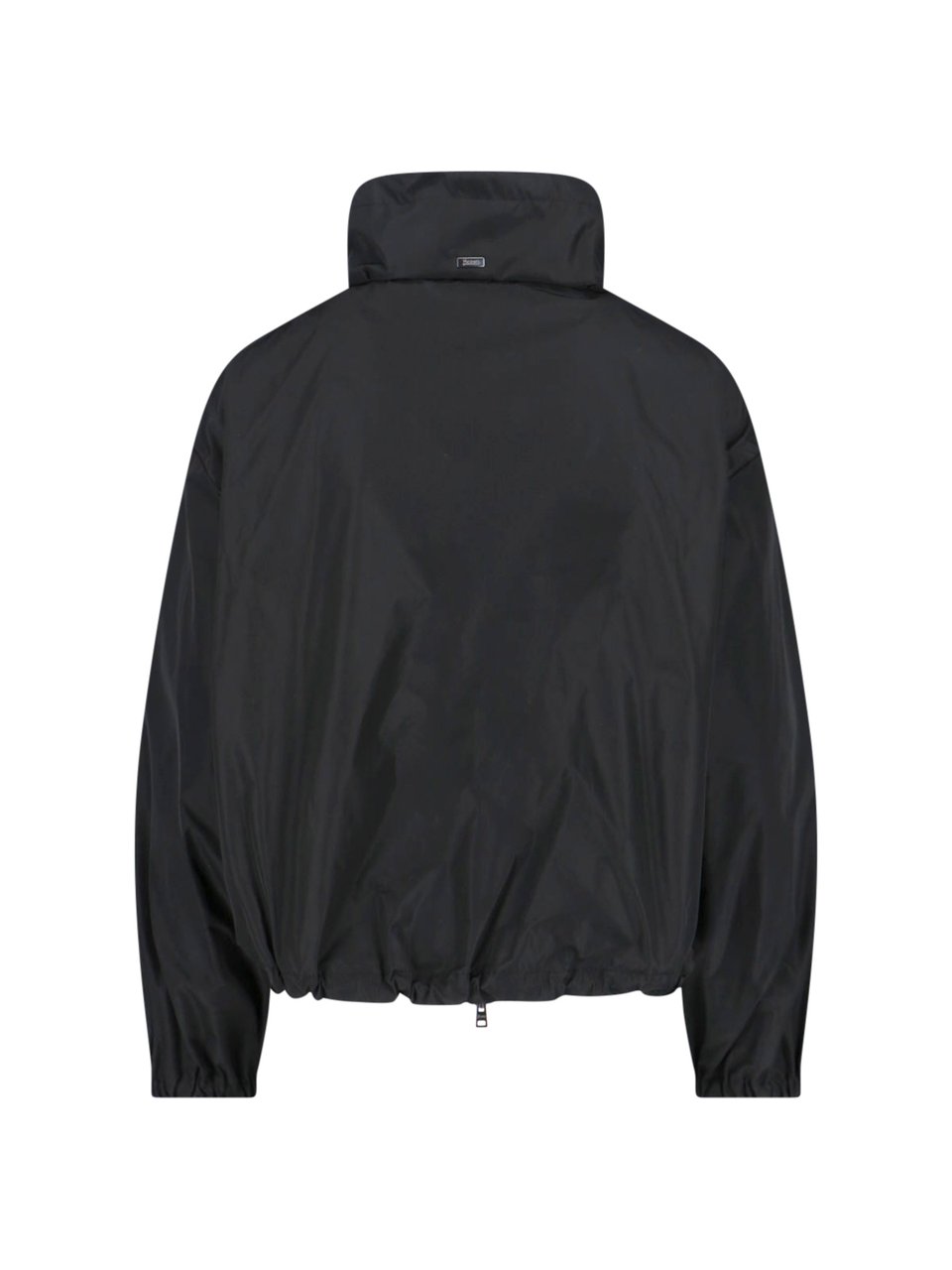 Herno Slightly Cropped Black Jacket with High Collar Zwart