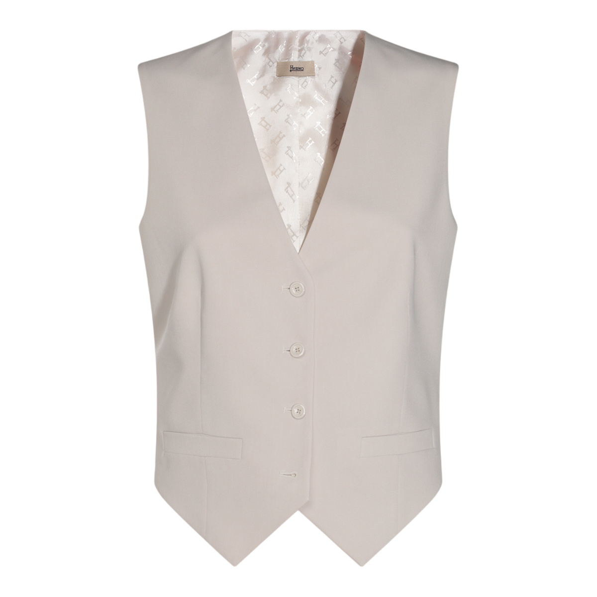 Herno Tailored Sleeveless Vest with V-Neckline and Patterned Back Grijs