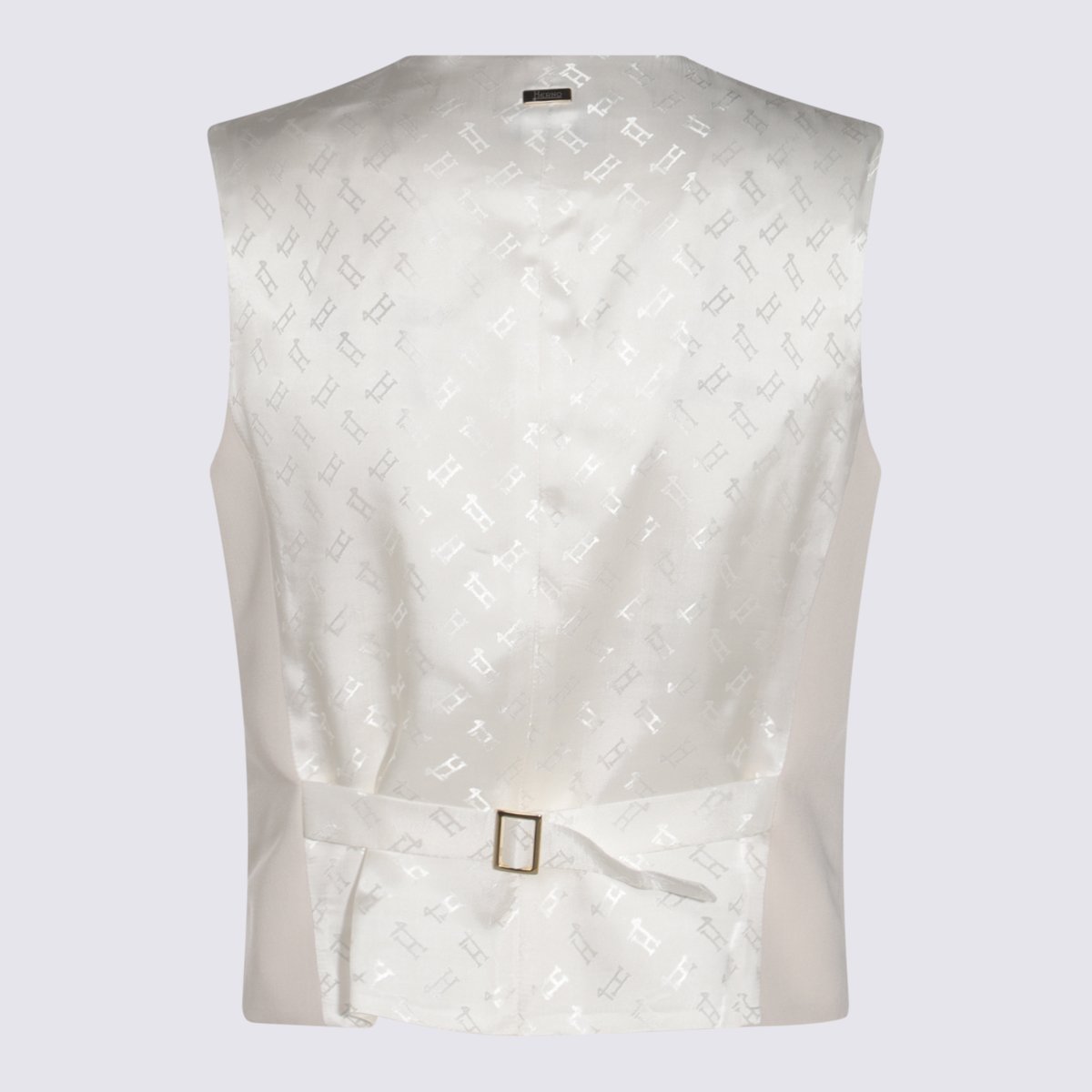 Herno Tailored Sleeveless Vest with V-Neckline and Patterned Back Grijs