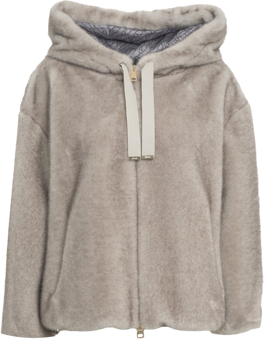 Herno Faux fur hooded jacket Beige