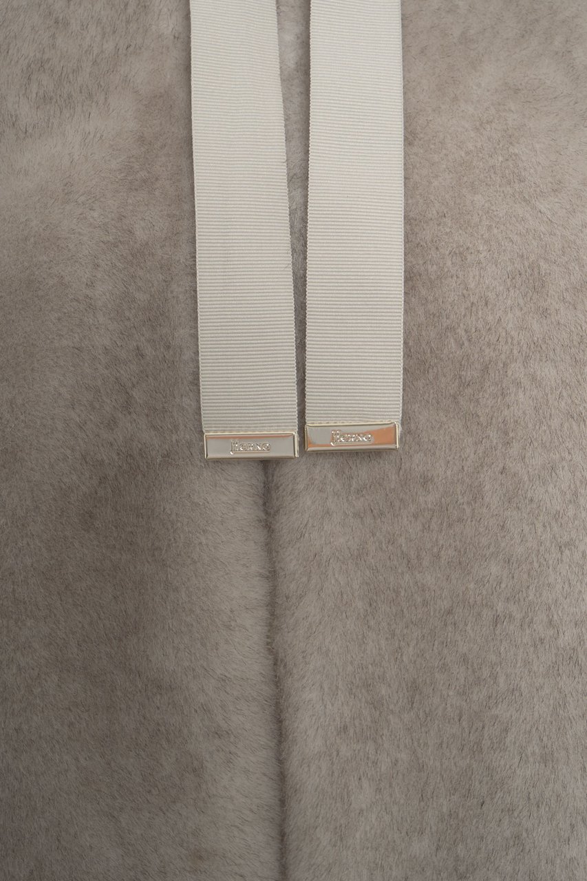 Herno Faux fur hooded jacket Beige
