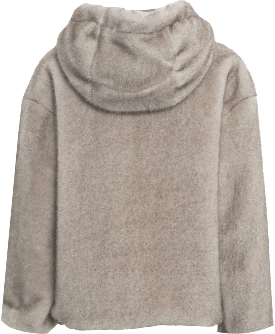 Herno Faux fur hooded jacket Beige