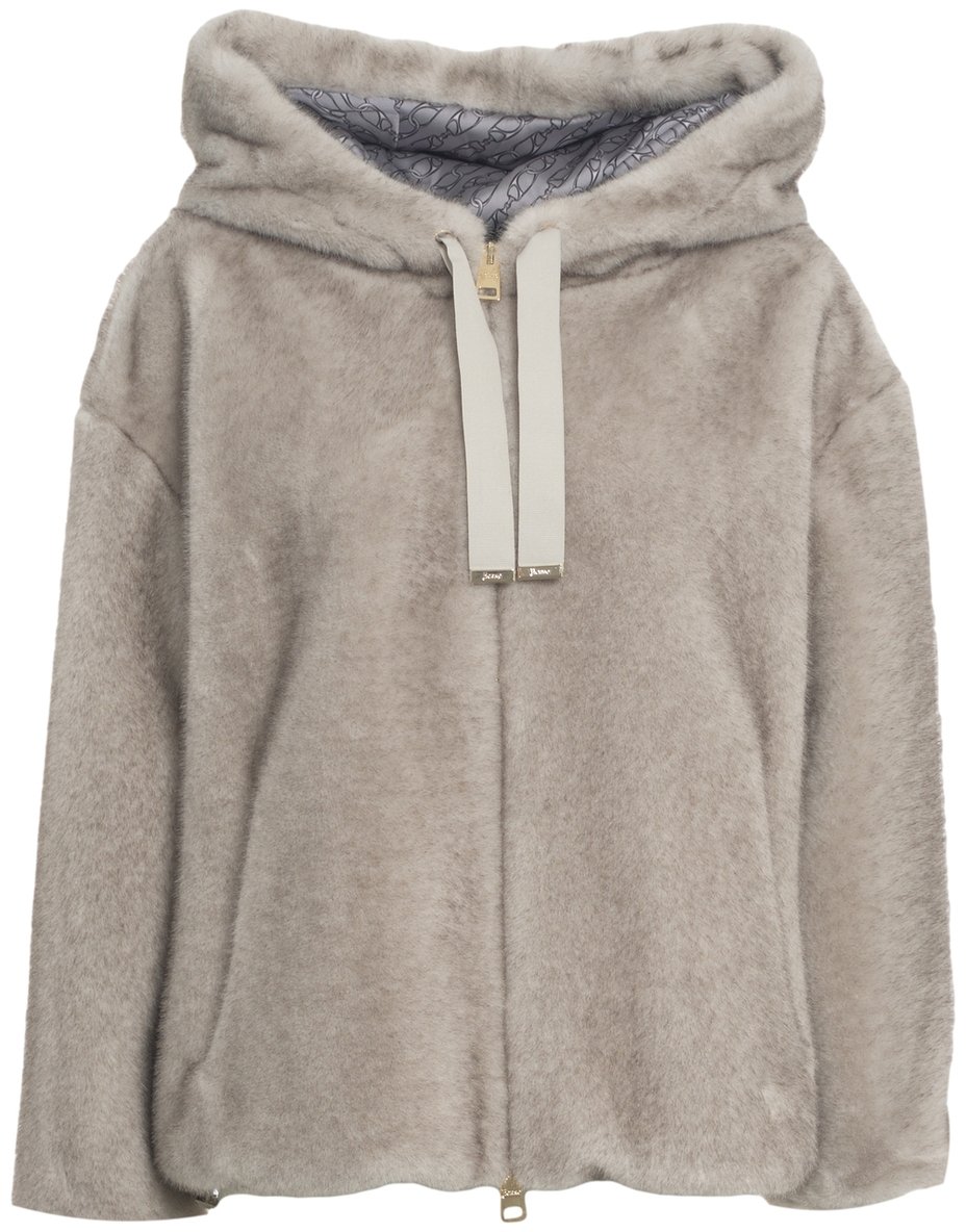 Herno Giacca con cappuccio in ecopelliccia Grijs